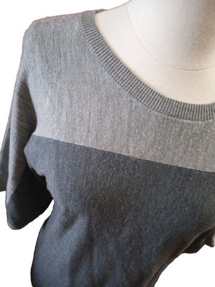 Talbots Merino Wool Dress Sz S Petite Grey Colorblock Sweater Dress Knee Length - Picture 4 of 9